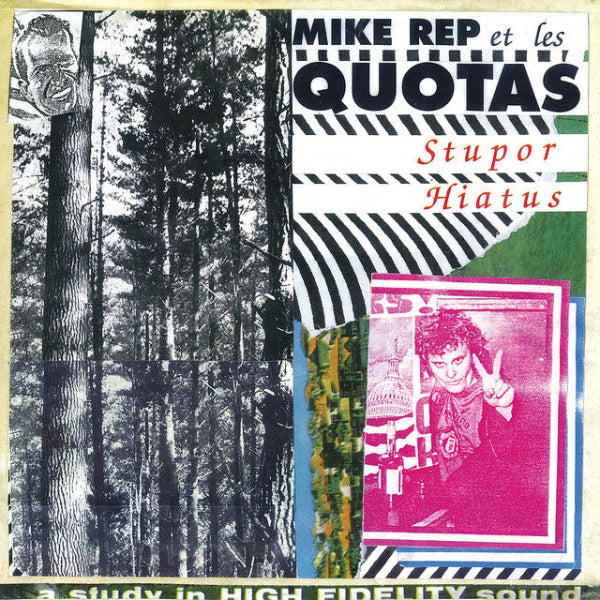 A collage featuring trees, patterns, and a picture of the artist