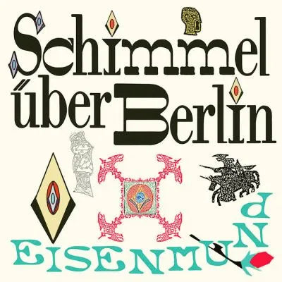 Album cover with stylized text and decorative elements on a white background