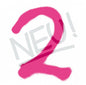 A large pink spray-painted number 2 on a white background, with a faint gray 'NEU!' watermark overlay.