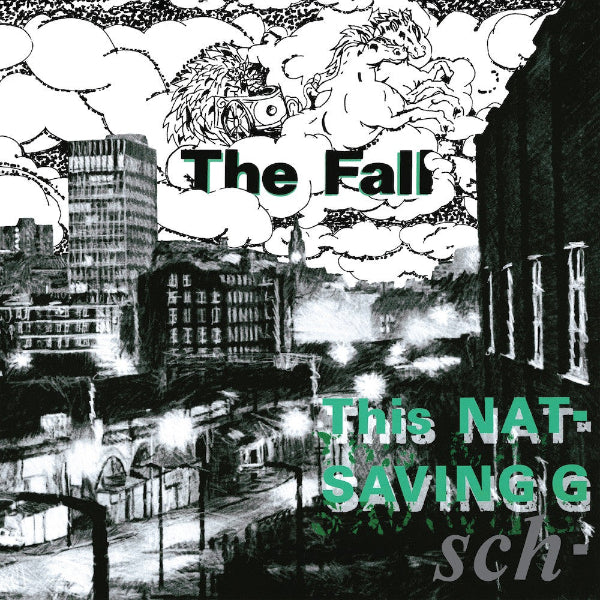 Album cover with cityscape and text 'The Fall This NAT-SAVING G sch-'