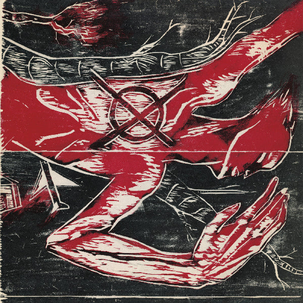 Artistic depiction of a hand holding a flag with a cross symbol, surrounded by abstract elements.