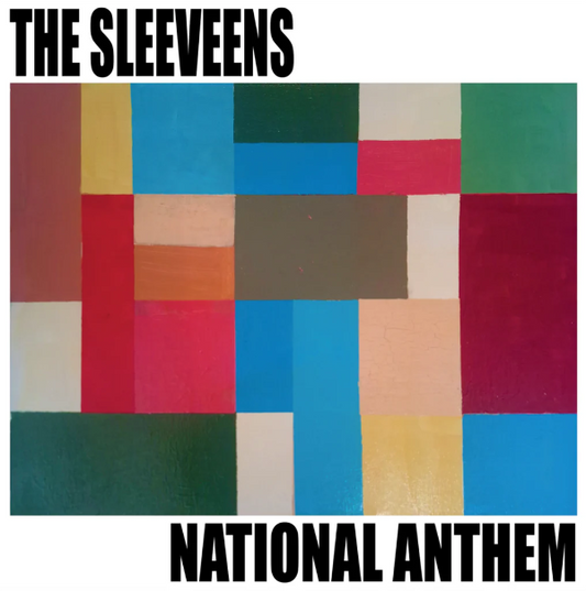 Album cover with colorful square pattern and text 'The Sleeveens National Anthem'