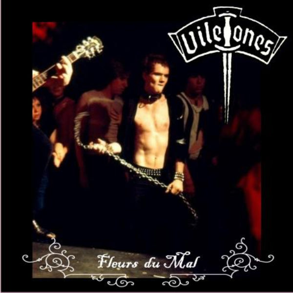 Album cover for 'Fleurs du Mal' by Wile Jones featuring a shirtless man with a guitar and text.