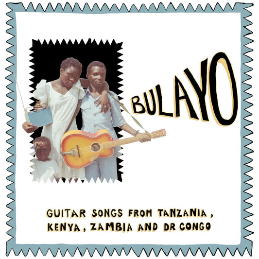 Album cover for 'Bulayo' featuring two people with a guitar and other instruments, set against a white background.