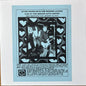 a blue picture of Modern Lovers live on stage framed with cut out hearts