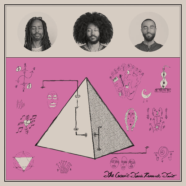 a sketched pyramid surrounded by doodles of instruments and symbols