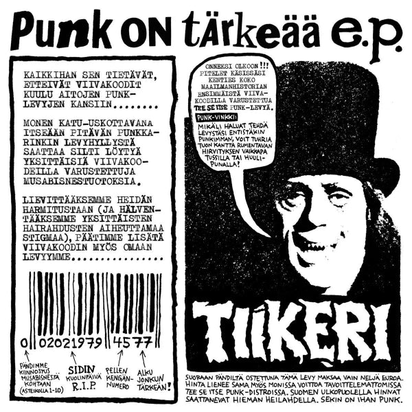 Album cover with text and a stylized illustration of a person wearing a top hat.