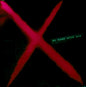 A dark graphic with a large glowing red X over a black background, overlaid with green text reading 'at home with you' and faint green code-like text on the left.