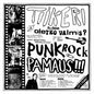 Black and white poster with text and images related to punk rock, featuring the word 'Punkrock Pamaus'.