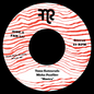 Vinyl record label with red and white wavy pattern, black text, and a logo.
