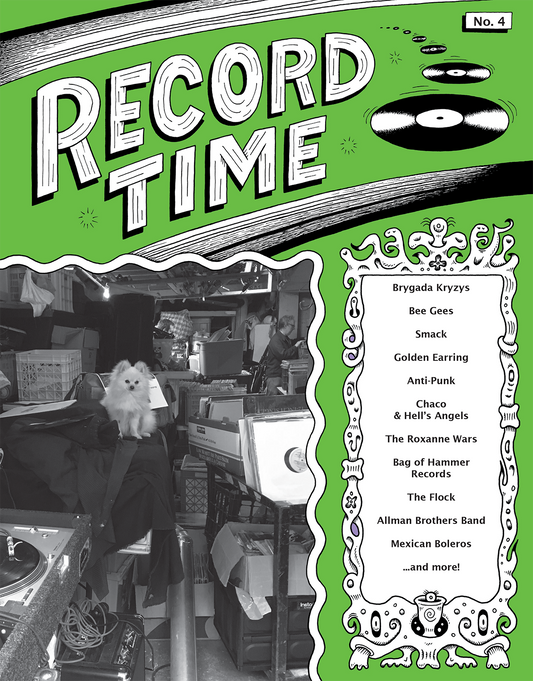 Record Time album cover with green background and text