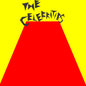 A large yellow box containing a red rhombus and cut out letters spelling out THE CELEBRITIES in black.